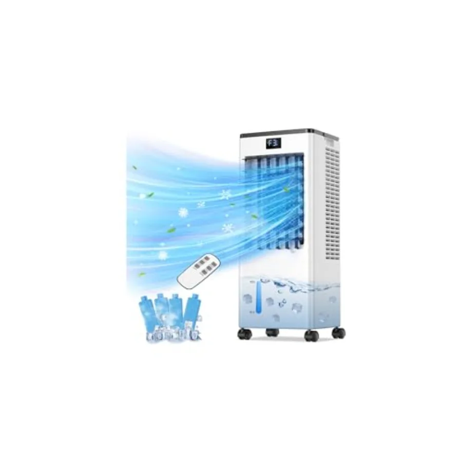 Portable air conditioners for bedroom office garage use, plastic housing, white, energy-efficient 60W cooling with remote contr