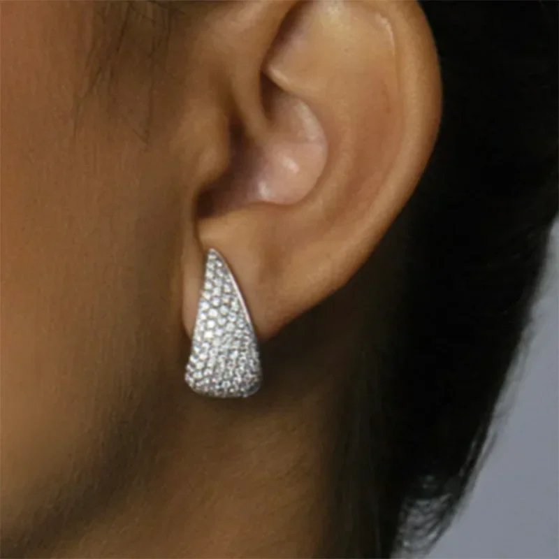 Triangular Zircon Women's Exquisite Trendy High End Ear Buckle Design Sense Banquet Luxury Gift Giving Wedding Jewelry