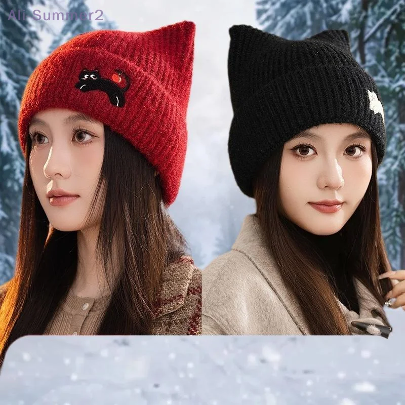 {Summer2} القط الأذن بيني Skullies النساء شتاء دافئ أفخم الكرتون قبعة حرارية فتاة الكورية في الهواء الطلق الثلوج البلوز القبعات #5