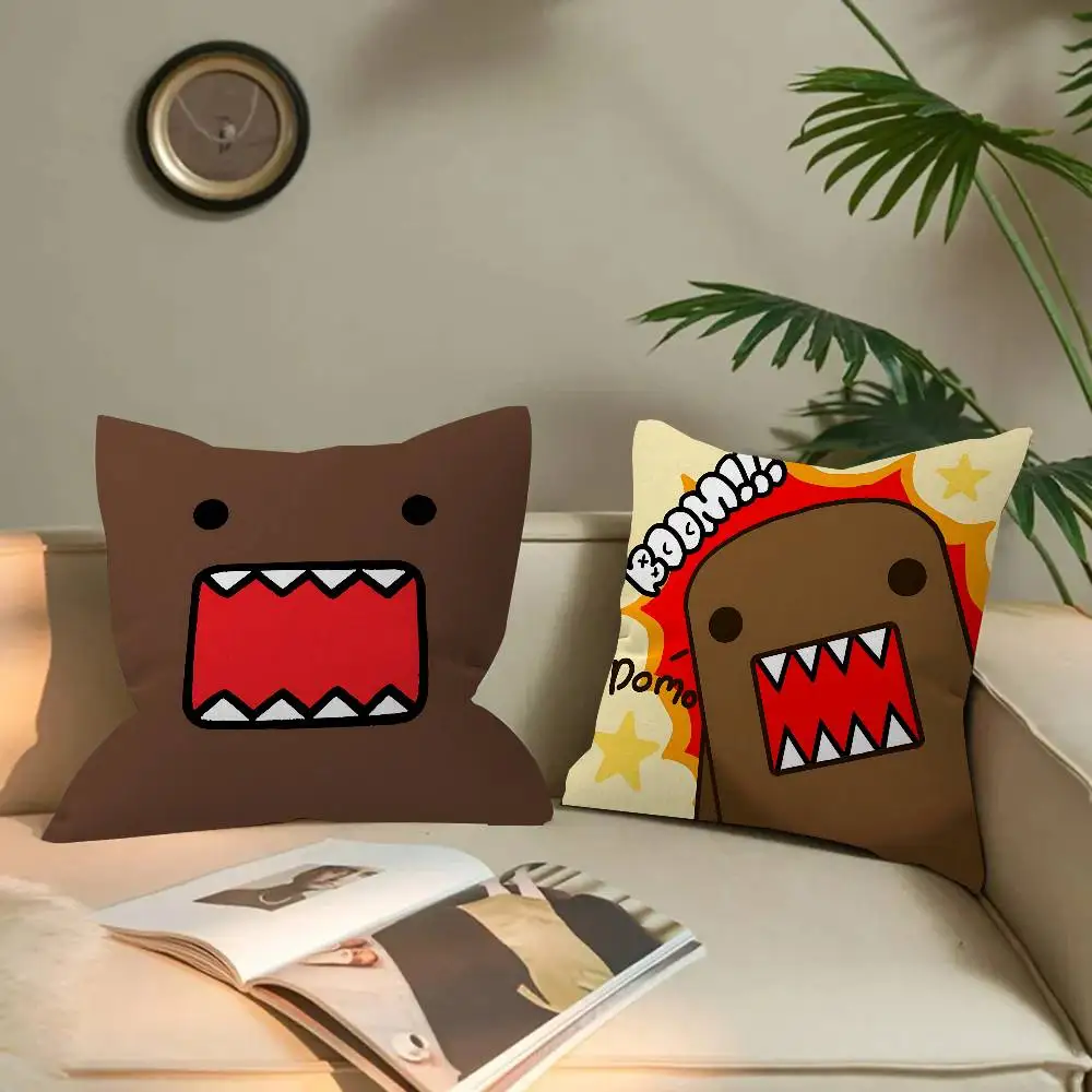 Funny Cartoon Brooches Domo Tooth Maple Design Cushion Cover Happy Autumn Harvest decor Holiday Decorati Pillow Cover