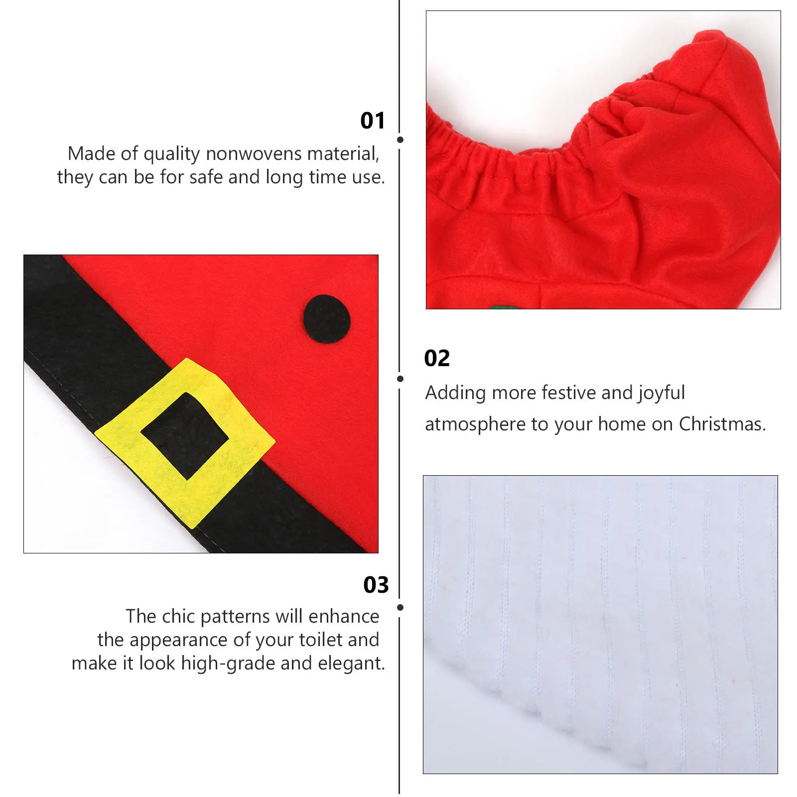 

1Set Christmas Toilet Seat Lid Cover Santa Pattern Water Tank Cover Floor Mat Festive Bathroom Set Toilet Floor Mat