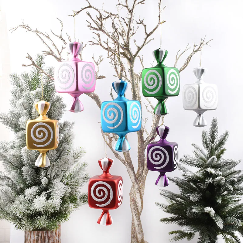 

Christmas candy pendant with 20CM square electroplated color painting