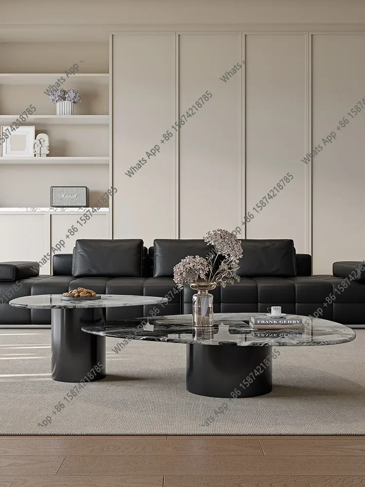 H10 Italian Minimalist Marble Coffee Table Natural Luxury Stone Light Luxury Special-shaped Designer Stainless Steel Triangular