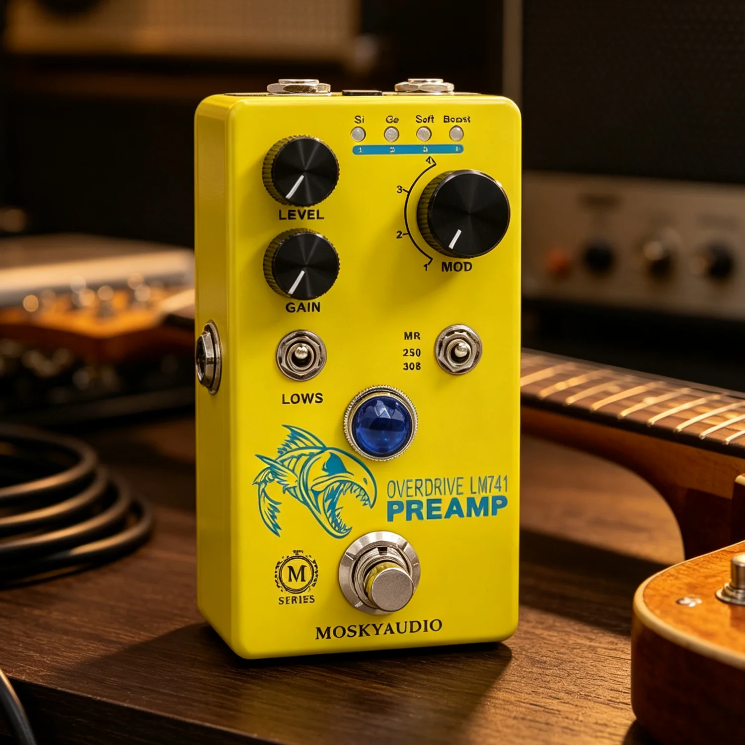 MOSKYAUDIO 4 Modes Button Suitable for Guitar Bass Effect Stompbox LM741 Preamp Guitar Pedal Distortion Overdrive True By