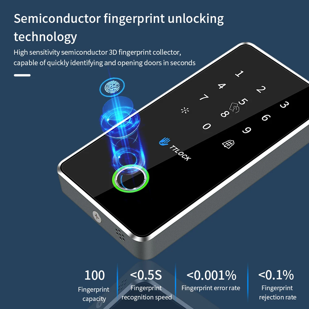 TTLOCK-sistema de Control de acceso por huella dactilar MJ02, abridor de puerta eléctrico, Nfc, Bluetooth, teclado de Metal, tarjeta RFID de 13,56