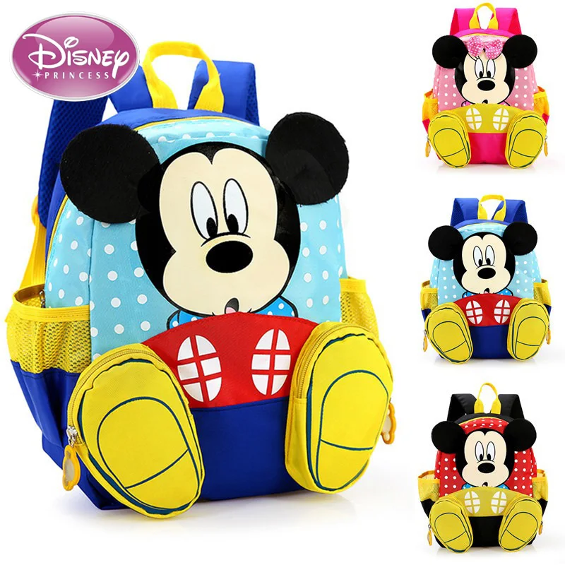 Disney-mochila de dibujos animados para niños y niñas, morral versátil de Mickey y Minnie, ideal para estudiantes, escuela y guardería, novedad