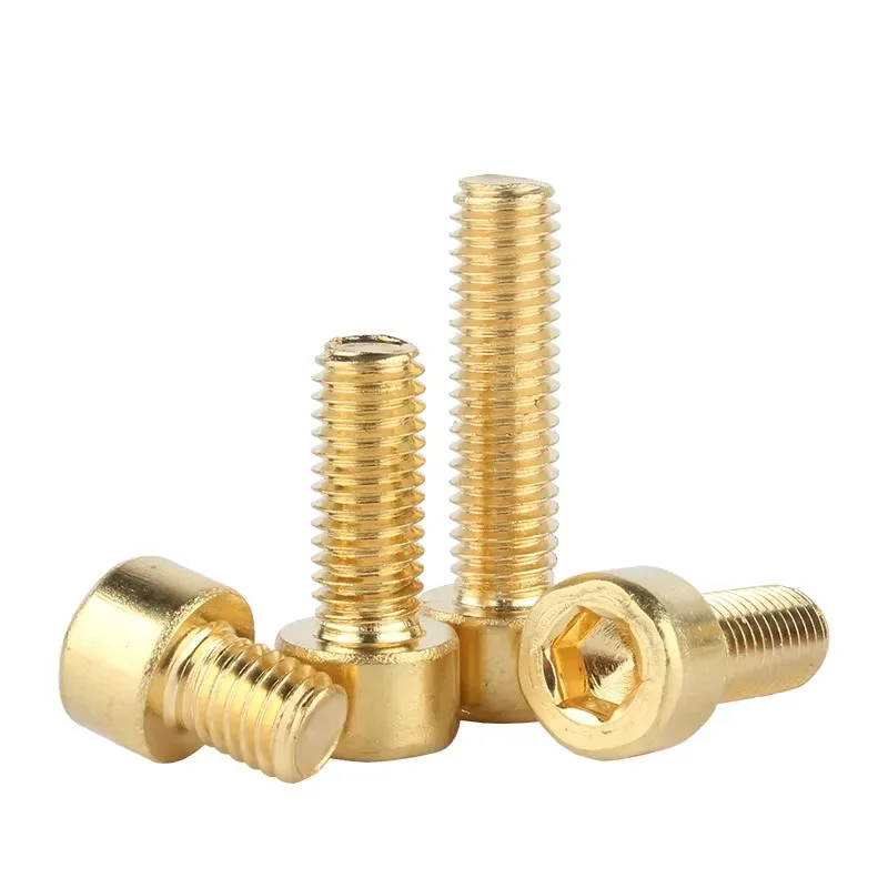 2-50pcs DIN912 Pure Brass Hex Hexagon Socket Cap Head Screws M2.5M3 M4 M5 M6 Allen Key Head Machine Bolts Full Thread Conductive