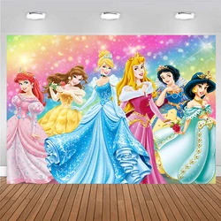 Disney Princess Baby Shower Backdrop Princesses Birthday Decoration Theme Party Banner Colorful Sparkly Background Photography