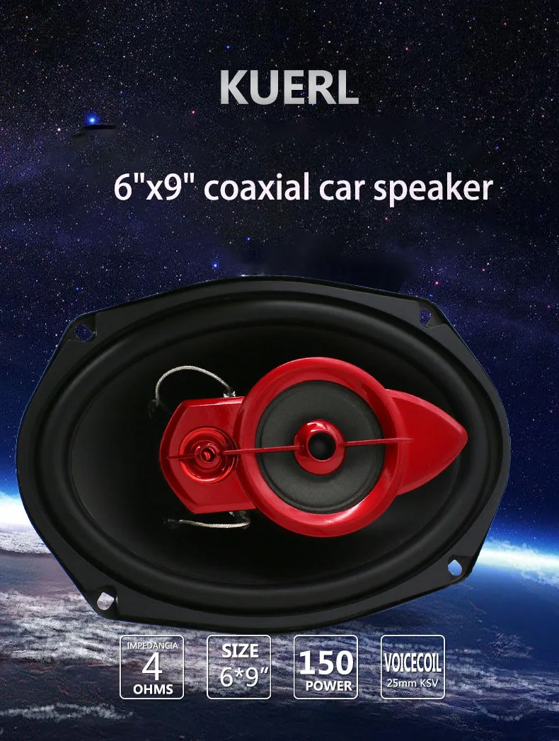 Wholesale High Quality K-69A 4OHM RMS 60W max 150W 12V Speaker 6*9 Inch 100mm-magnet car audio Coaxial Full Range Speaker