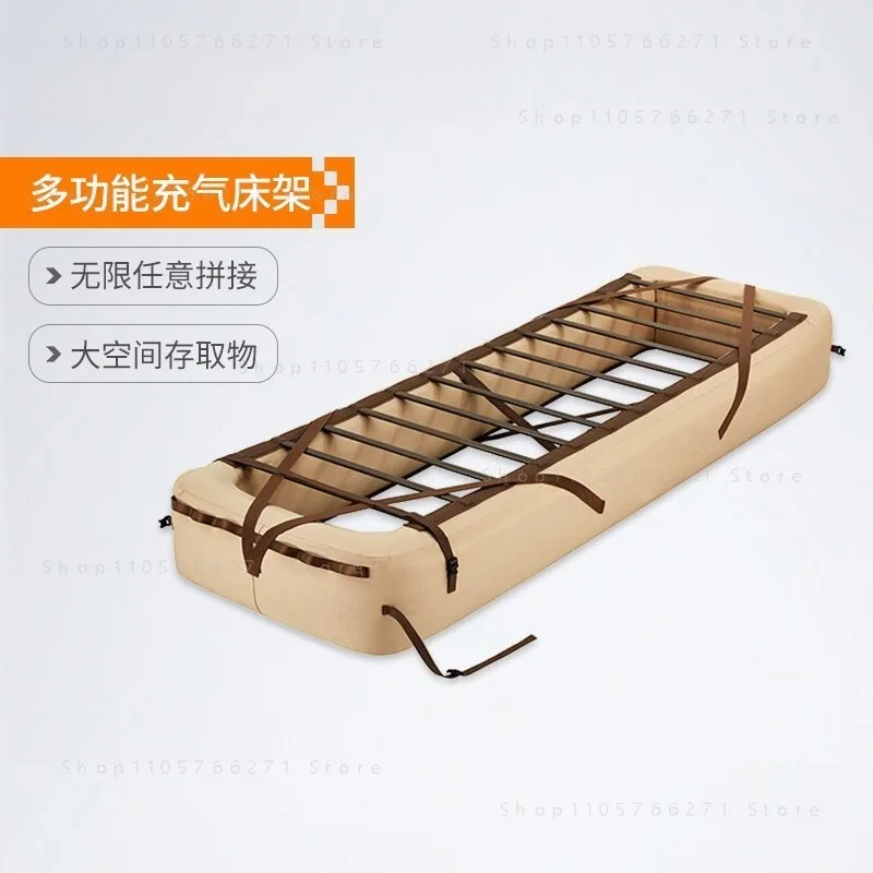 Modern  Foldable Single High Blow-Up Air Bed Frame for Camping & Guest Use (Mattress & Pump Not Included)