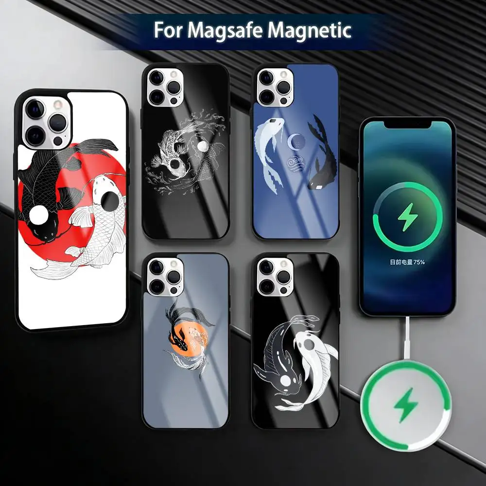 

Koi Carp Fish Yin Yang A-Art Phone Case For iPhone17,16,15,14,13,12,11 Plus,Pro Magnetic with Magsafe Wireless Charging