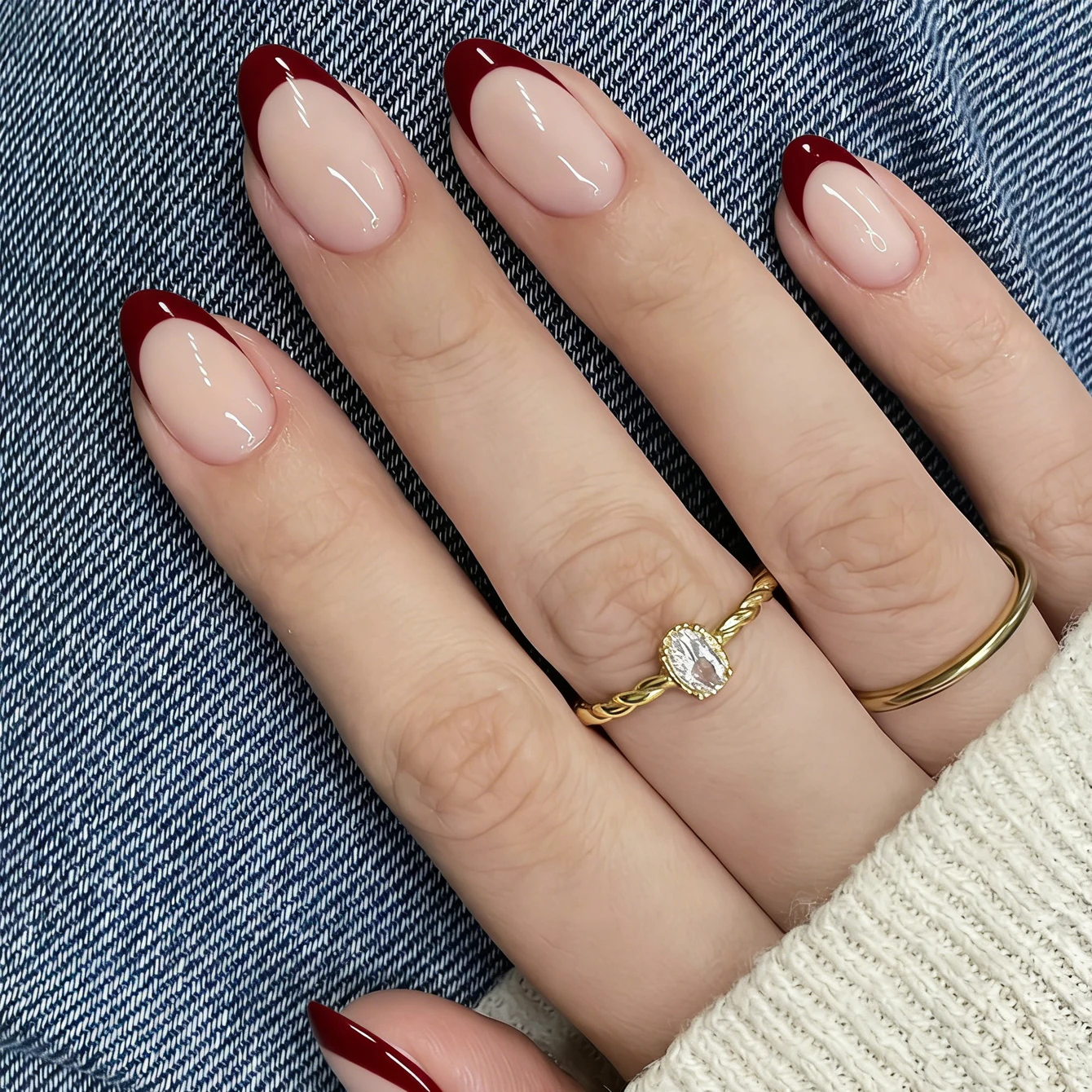 24 Stück - Französische Mandelnägel mit weißem Rand - Aufhellendes Nagelkunst-Set mit abnehmbaren Kunstnägeln für Festivals, Verabredungen und den täglichen Gebrauch – Detail 5
