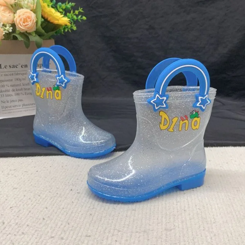 Kids Waterproof Rainbow Rain Boots for Toddler Preschool Non Slip Rubber Water Shoes Lightweight Warm Outdoor Boots for Girls​