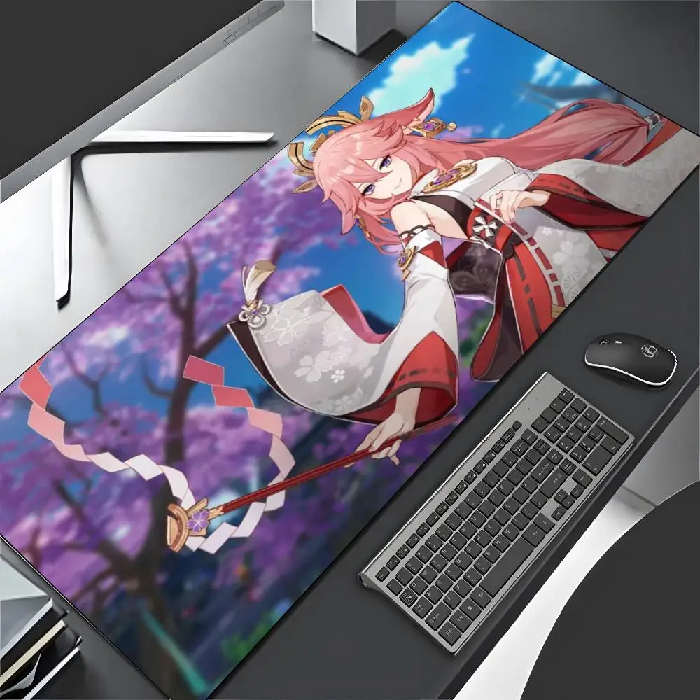 Xiao Yae Miko Yaoyao Mouse Pad Cartoon Lockedge Large Gaming Pad Computer Gamer Keyboard Mat Desk Mousepad PC Desk Pad