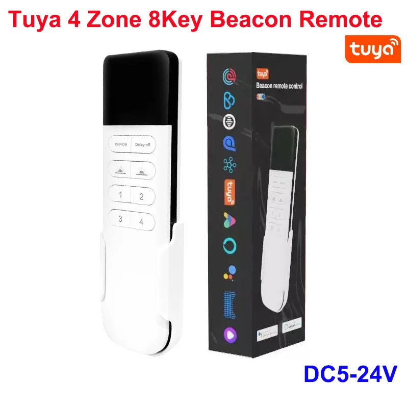 1-10Beacon 4 zone led strip 2.4g panel wireless remote control 3v CR2025 brightness adjustable tuya smart switch wifi rf control