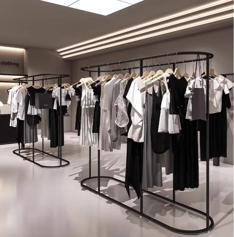 Double row dedicated circular hanging clothes rack combination clothing display rack in the middle of the clothing store