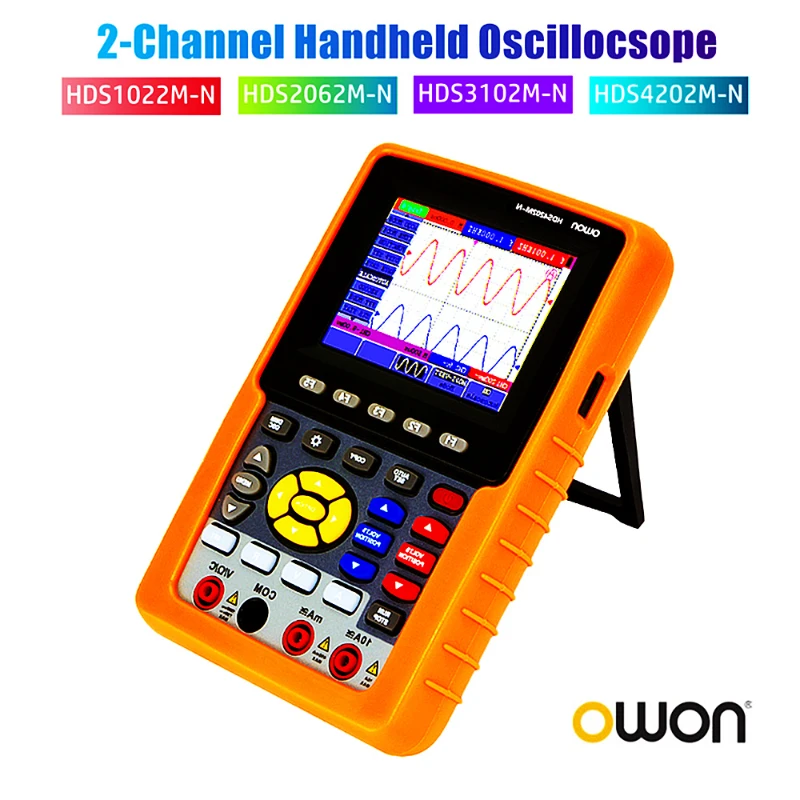 

HDS1022M-N HDS2062M-N HDS3102M-N HDS4202M-N Handheld Digital Oscilloscope 2-Channel 20/60/100/200MHz DSO+Multimeter Oscilloscope