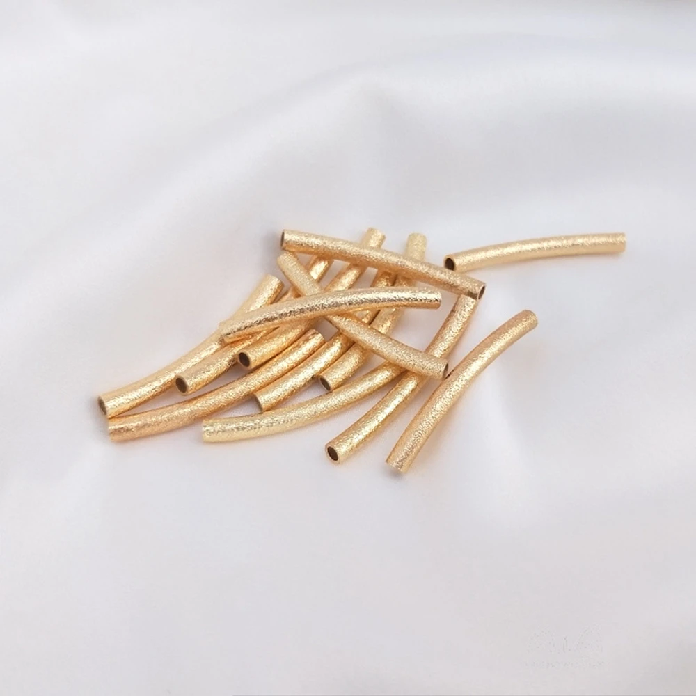 Copper Curved Tube Connector Long Tube Charm Beads Connector 10pcs/lot For DIY Jewelry Making Bracelets Necklace image 3