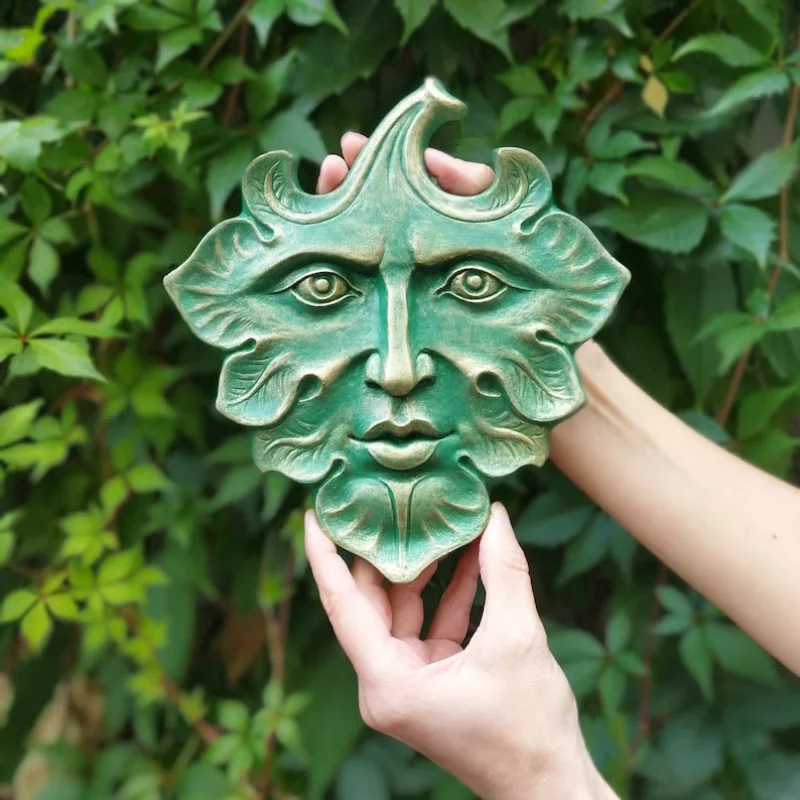 

Green leaf man wall art sculpture home garden wall wall decoration decorative figurines Garden decoration