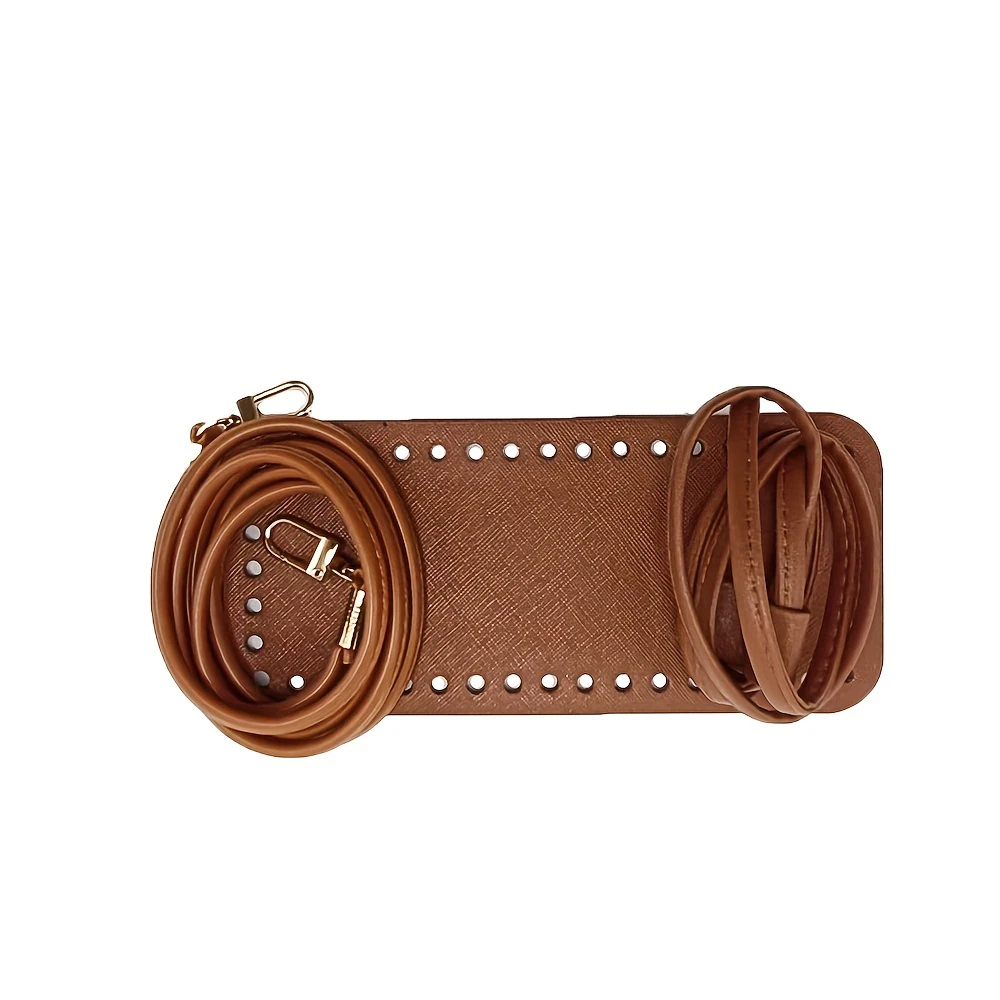 18cm Square 3Pcs/Set Pu Wallet Handmade Kit, Bag Bottom, Bag Strap, Drawstring DIY Handmade Woven Bag, Crossbody Bag, Wallet Making Accessories