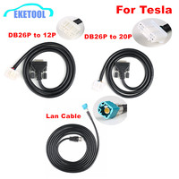 For Tesla S/X Models OBD2 Cable TESKIT Tesla Diagnostic Adapter-Cables Work MaxiSYS Ultra/MS909/MS919 DB25 to 12P 26P Lan Cable