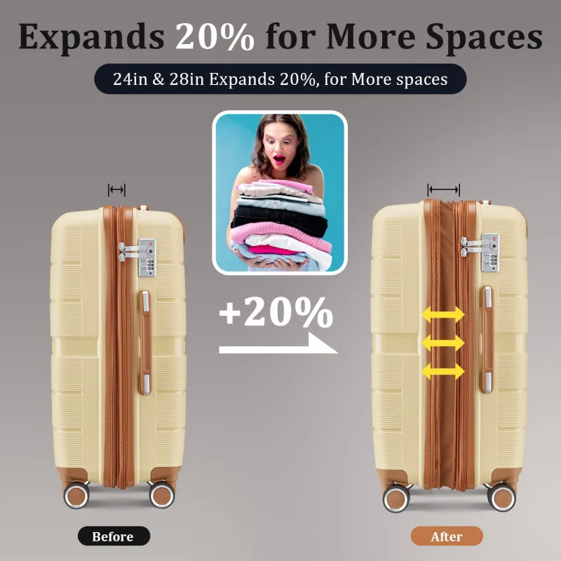 

Lage Sets 4 Piece PP Lightweight Durable Expandable Suitcase Top Quality Luggage Sets Organized And Spacious Interior Adjustable