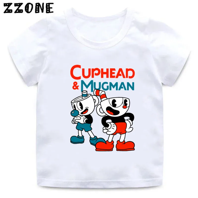 Hot Sale Cuphead Cartoon Print Funny Kids T shirt Boys Clothes Baby Girls Tops Summer Short Sleeve Casual Children T-shirt