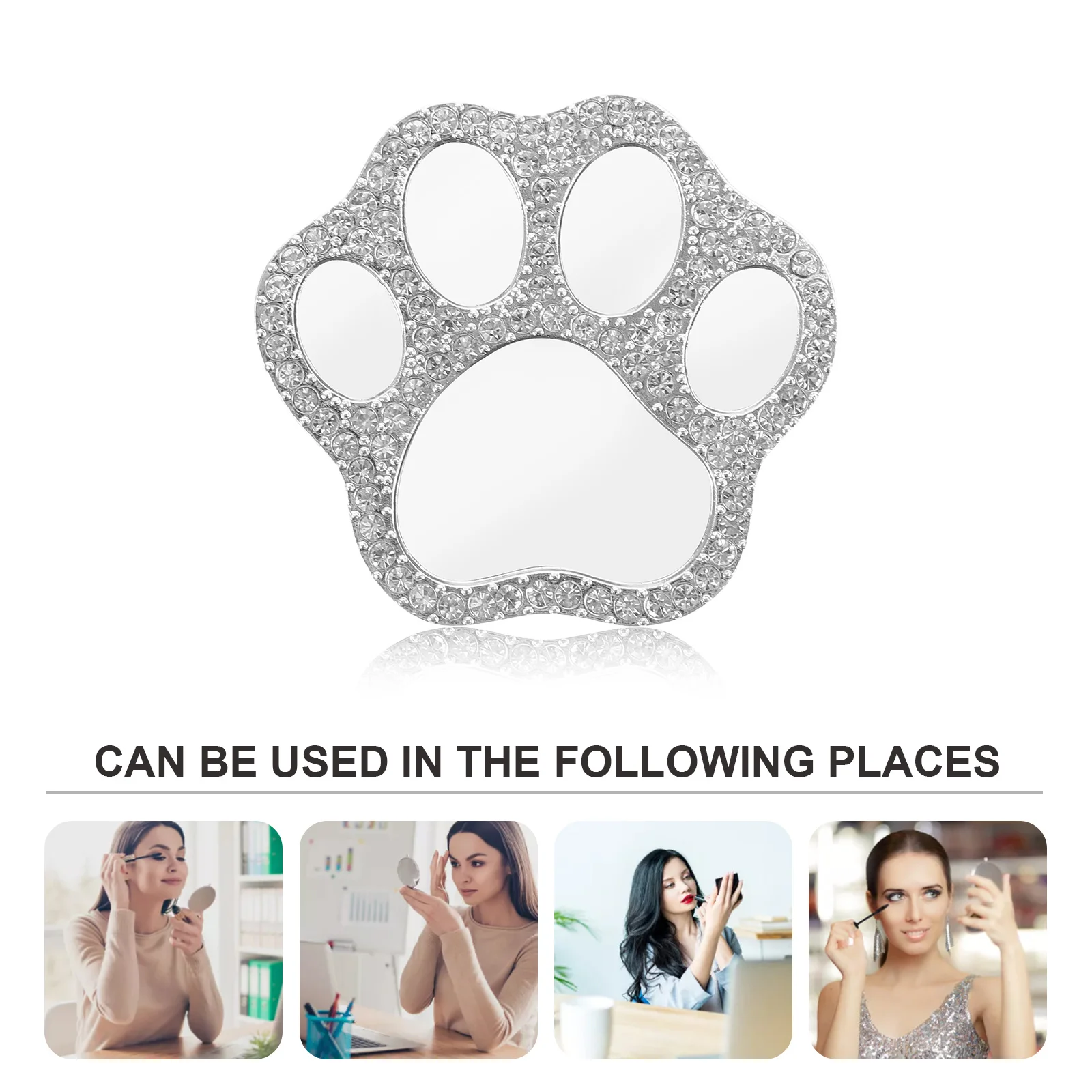 لامعة كريستال القط باو مصغرة مرآة لوضع مساحيق التجميل حجر الراين جراب هاتف حلية DIY غطاء الهاتف الديكور سحر تنوعا