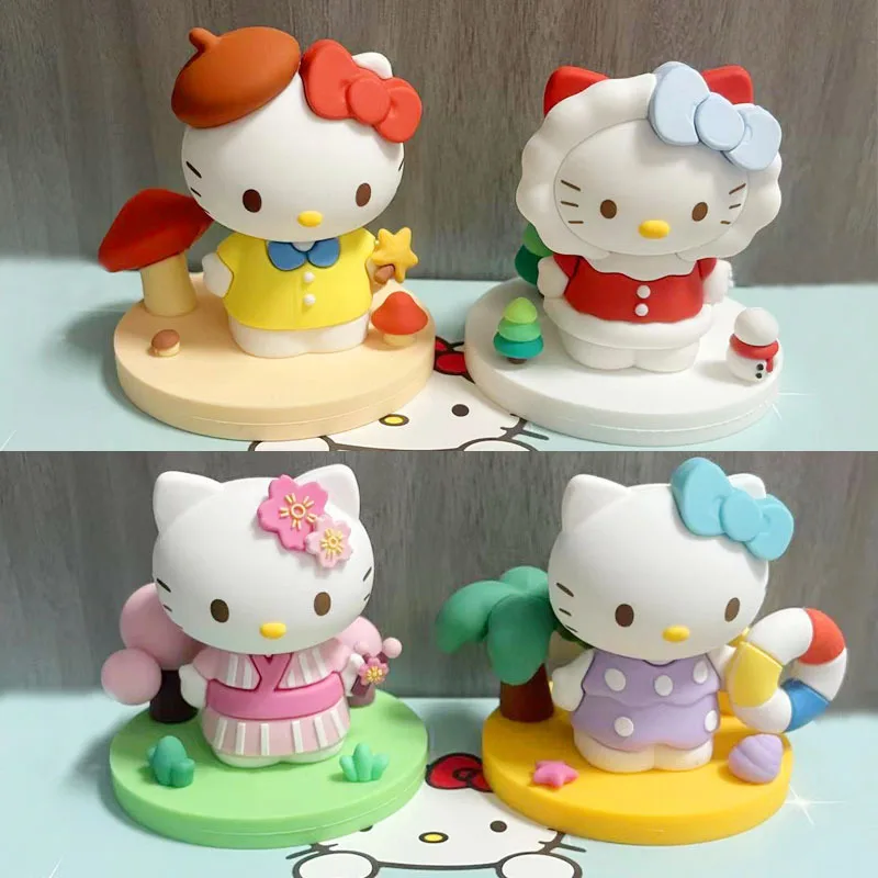 Cartoon Trio Hello Kitty Blind Box Four Seasons Fragrance Hello Cat Decoration Indoor Desktop Car Ornament Prezent dla dzieci