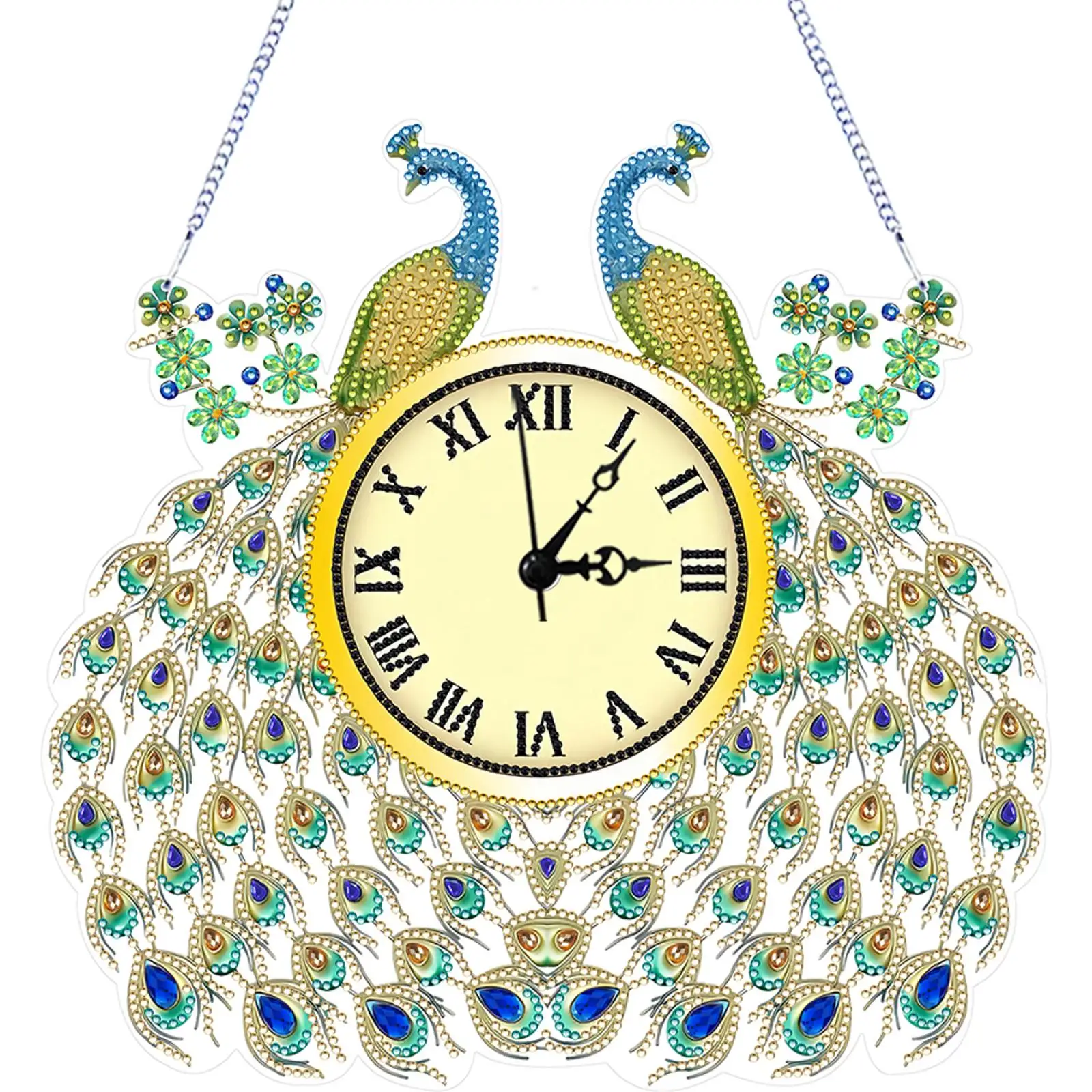 

2D Flat DIY Acrylic Diamond Painting Ornament with Clock Function Diamond Painting Clock Pendant 5D Hanging Clock Art Craft