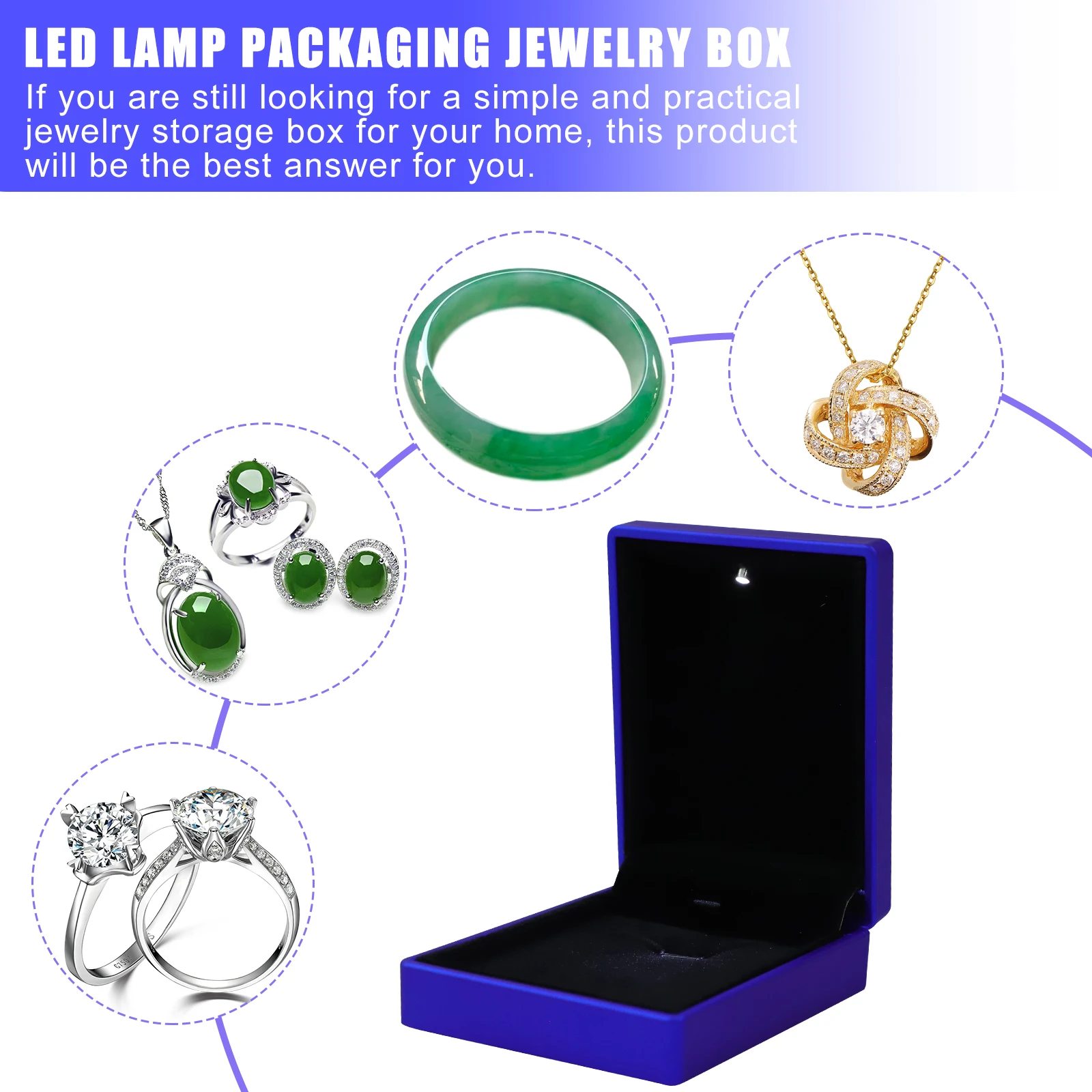 

Elegant Rubber Coated Led Jewelry Gift Box For Necklace Bracelet Storage Luxury Engagement Wedding Birthday Gift Boxes Bright