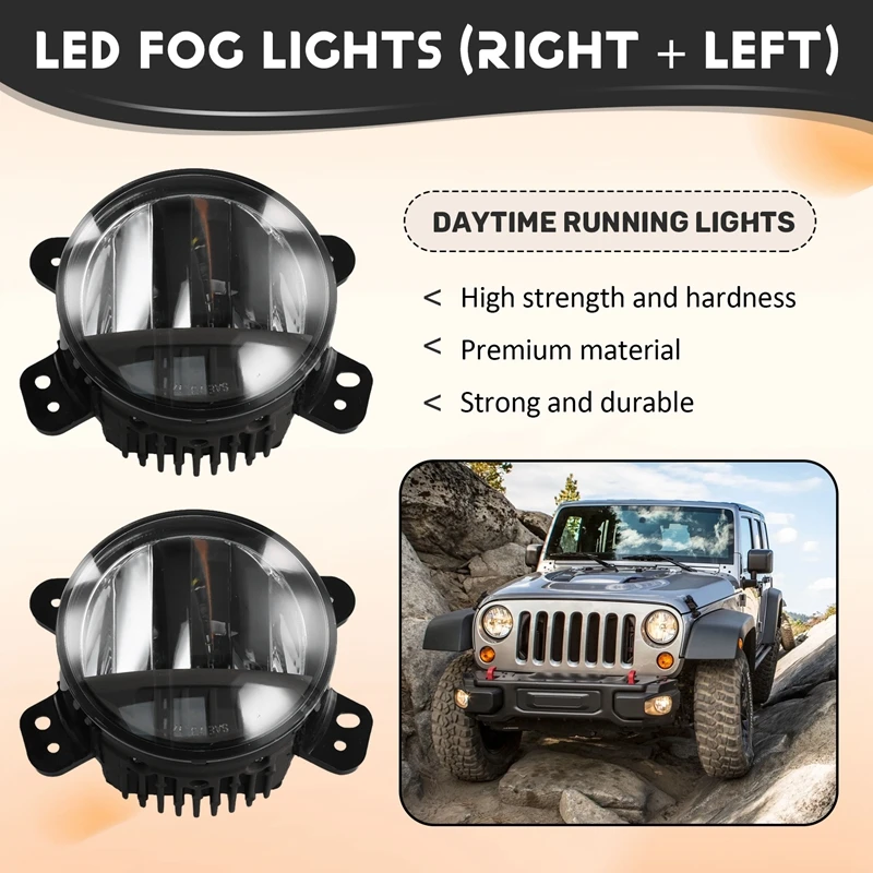 Conjunto de luz antiniebla del parachoques delantero del coche para Jeep Wrangler JL 2018-2024 luz LED amarilla de circulación diurna DRL faro de carretera