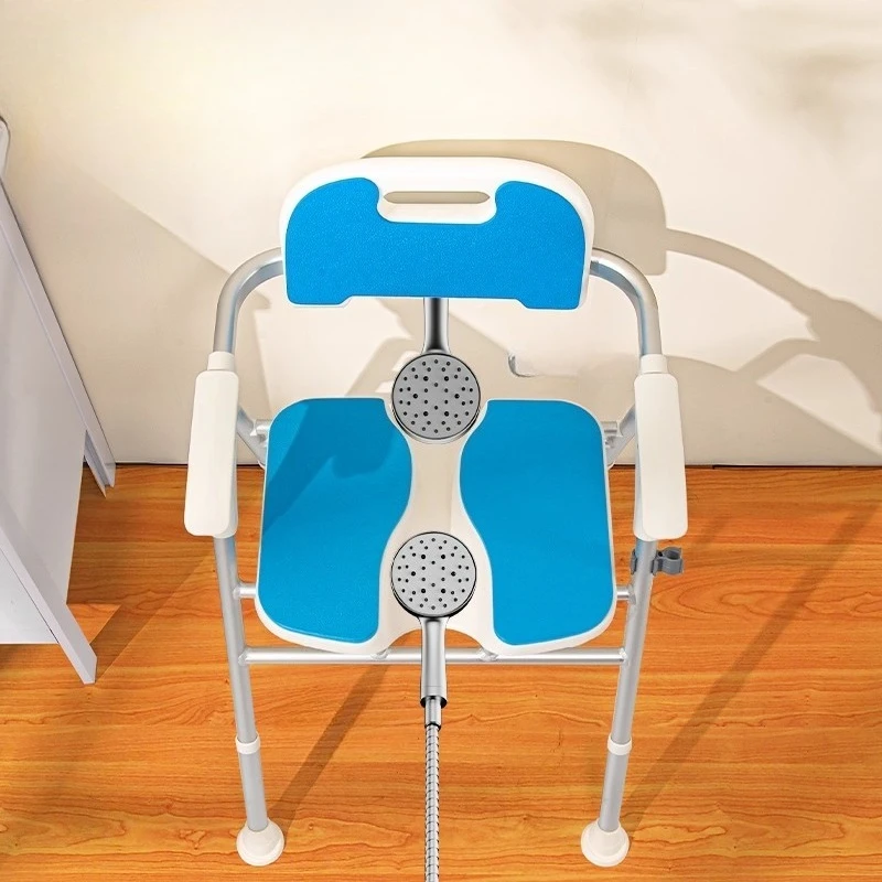 Aluminum Alloy Bathroom Chairs Shower Stools Shower Seat Foldable Shower Chairs Height Adjustable Bath Aids Load 150KG/331IBS