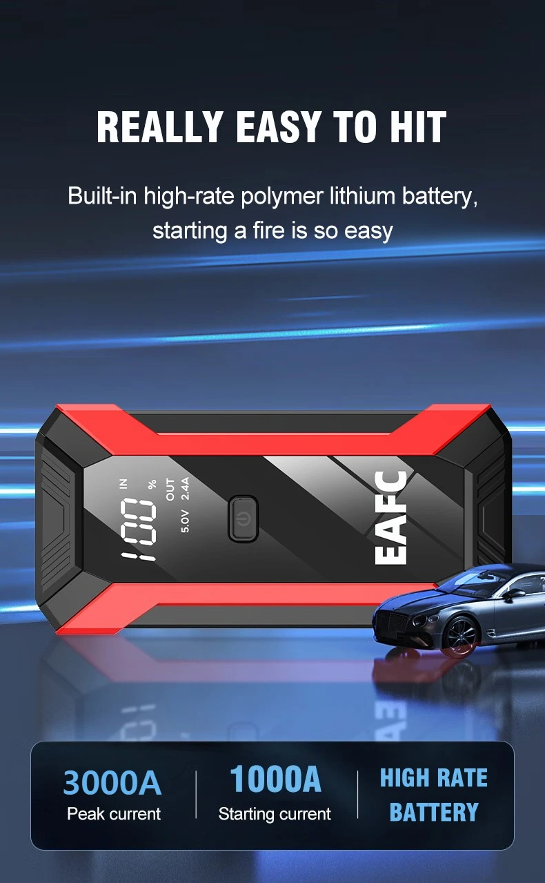 EAFC 3000A Auto-Starthilfe, leistungsstarke Powerbank, Autobatterie-Booster, 12V Auto-Startgerät für Benzin 6.0L, Diesel 4.0L – Detail 6