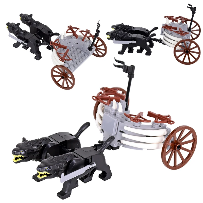 MOC Medieval lotr Figures Orc Soldiers Raider Vargr black Wolf  Siege Engines Knights Building Blocks Bricks Toys gifts