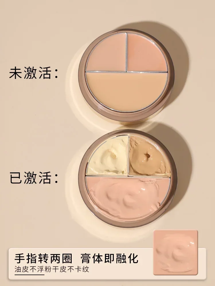 لوحة خافي عيوب البشرة مكونة من 3 ألوان كريم غطاء تجميل نادر علامات حب الشباب والهالات السوداء مستحضرات تجميل للوجه تدوم طويلاً