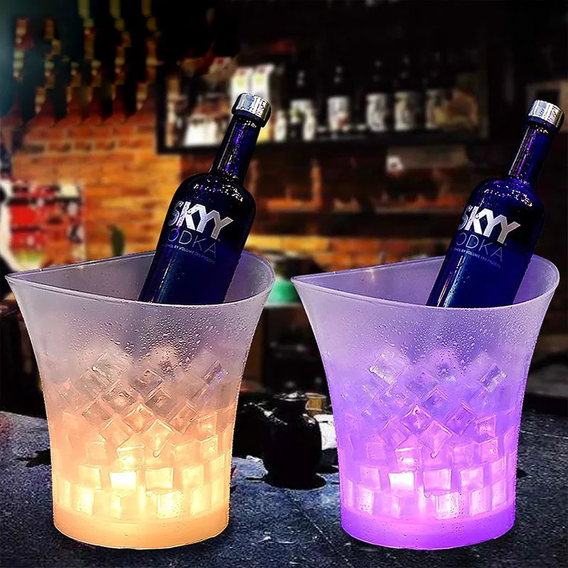 Creative LED Ice Bucket 5L White Large Plastic Practical In Stock use for Bars/Nightclubs/Light up Wedding/Ice Cream Bucket/Home