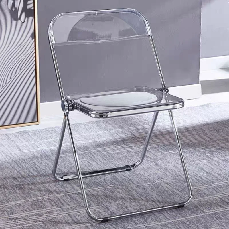 

Transparent Acrylic Fashion Photo Chair Modern Tea Dining Chair Stool Folding Dining Chair Restaurant Silla Comedor Furniture