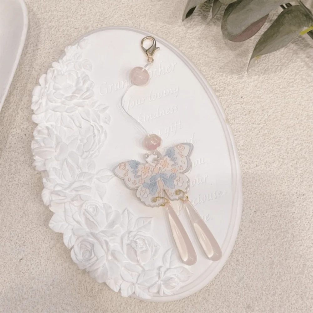 Polyester Tassel Butterfly Keychain Beaded Cord Lightweight Butterfly Tassel Charm Butterfly Hanging Ornament Rearview Mirror