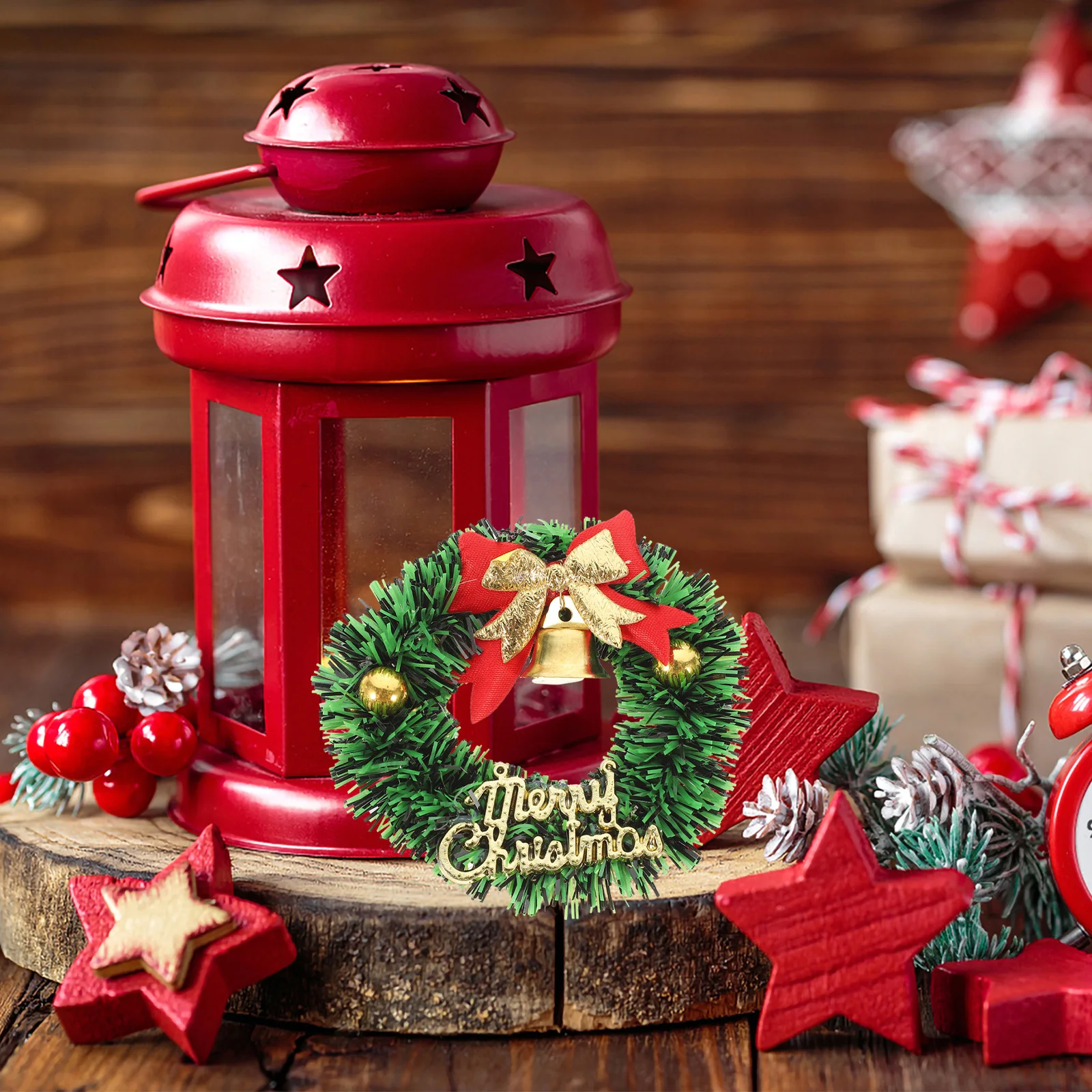 

10Pcs Mini Hanging Wreath Christmas Theme Decorative Ornament for Sofa Cabinet Dining Table Holiday Atmosphere Enhancer