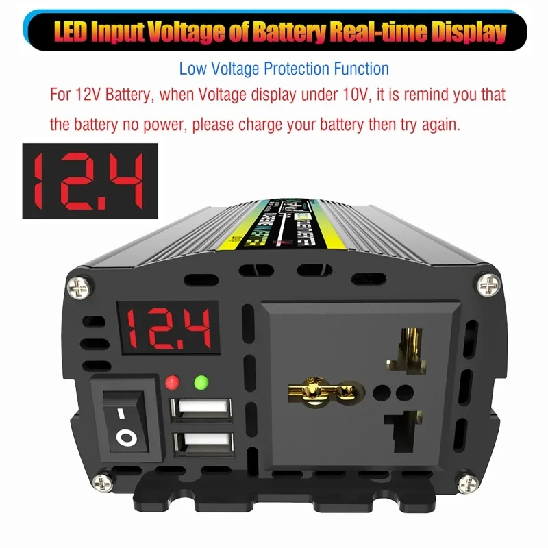 6000W DC12/24V a AC 220V inversor de potencia de onda sinusoidal pura transformador de voltaje convertidor pantalla Digital coche hogar al aire libre 50/60hz