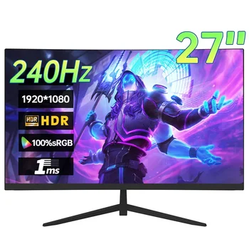 ZMV 27 Inch 1080P 240Hz Desktop Monitor 1920*1080 100%SRGB 1MS Freesync Game Computer Display IPS VA Curved Straight HDMI/DP