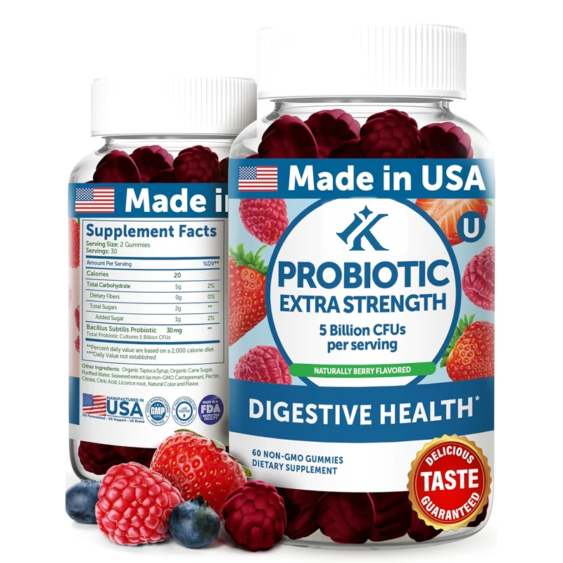 

Probiotic gummies promote digestive health -5 billion colony units chewable, suitable for women, men, and children, 60 capsules