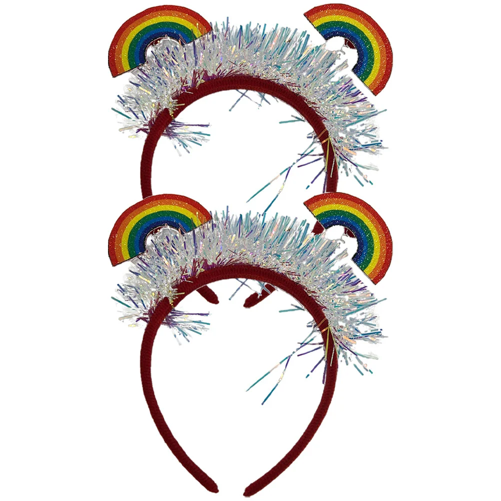 2 Pcs Rainbow Headband for Girls Decorative Hairband Accessories Pride Women Headbands Colorful