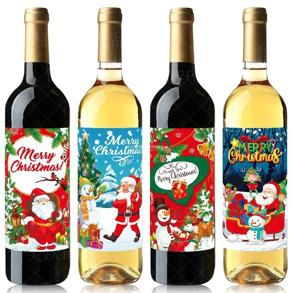 8PC Christmas Wine Sticker Decoration Merry Cristmas Decor for Home 2025 Wine Sticker Xmas Ornament Navidad Natal New Year Gifts