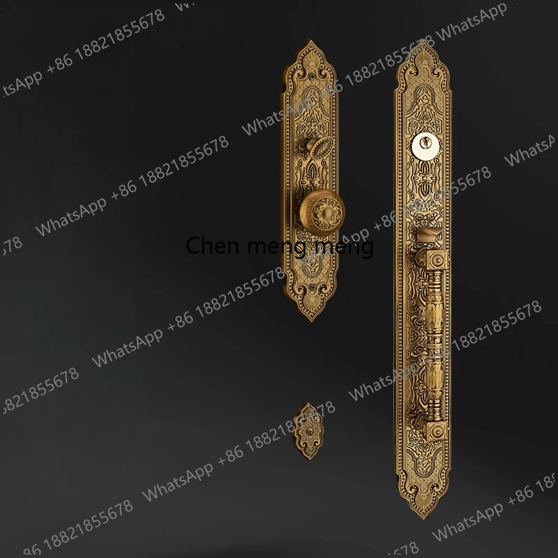 Bronze Luxury European Style Villa Door Lock Security Hotel Door Lock Entry Double-Open Folio Door Lock Solid Wood Handle Locks