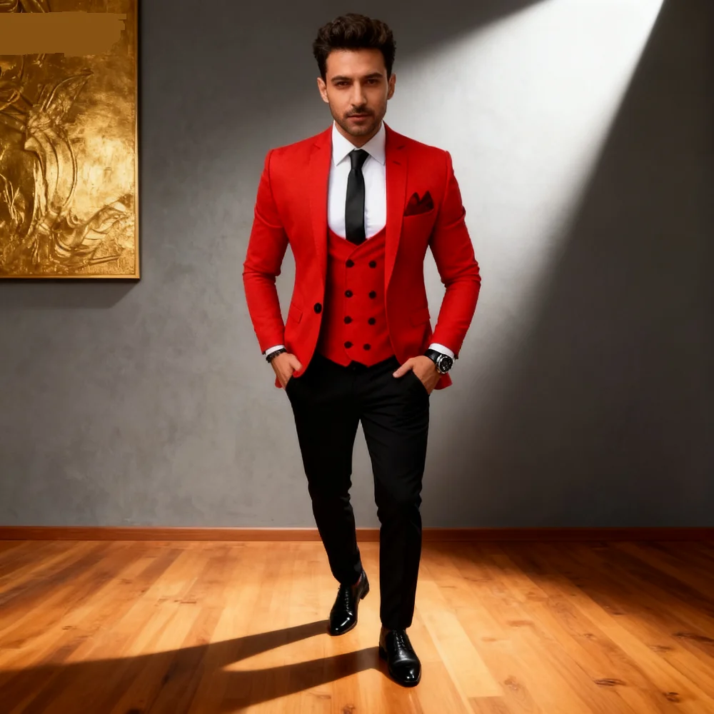 

Men's Fashion Brown Slim Fit 3-Piece Suit Set with Blazer Vest Pants - Casual Wedding Prom Business Groom Tuxedo Clothing