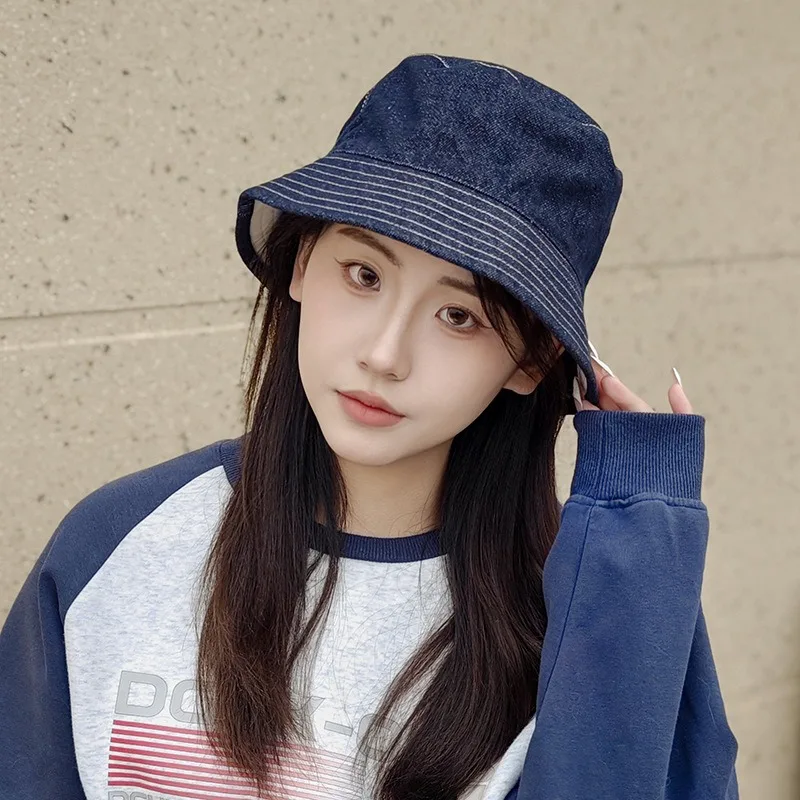 Reversible Denim Fisherman Hat for Women, Japanese Plain Sun Cap, High Quality Vacation Bucket Hat Sun Protection Wholesale