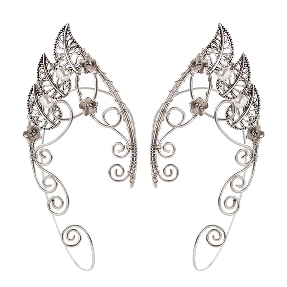

Leaf Earrings Copper Fairy Ear Clip Non Piercing Elf Cuff Accessories Women Girls Leaf Shape Curvy Style Comfortable Gift