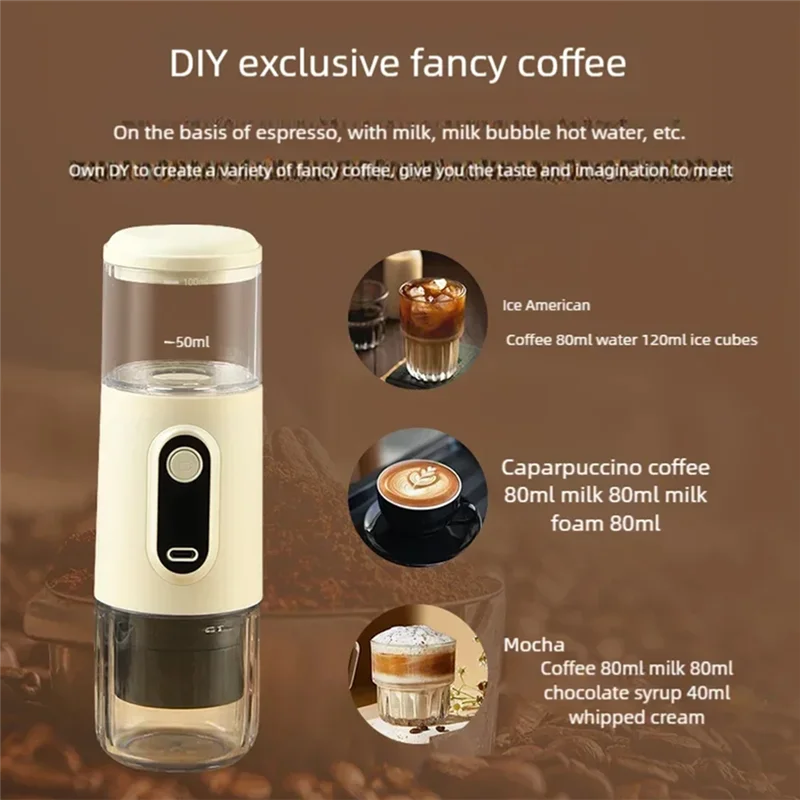 

ABVI-Coffee Machine Small Portable Electric Wireless Coffee Machine Home Outdoor Coffee Machine